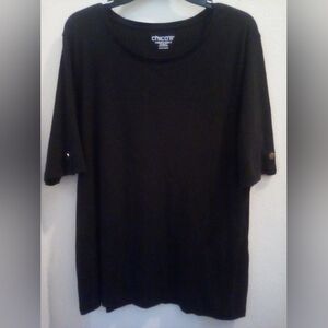 Chico's 3/4 Sleeve Classic Black 100% Cotton Top Size 3X